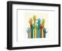 Colorful Raised Hands. the Concept of Diversity. Group of Hands. Giving Concept.-VLADGRIN-Framed Art Print