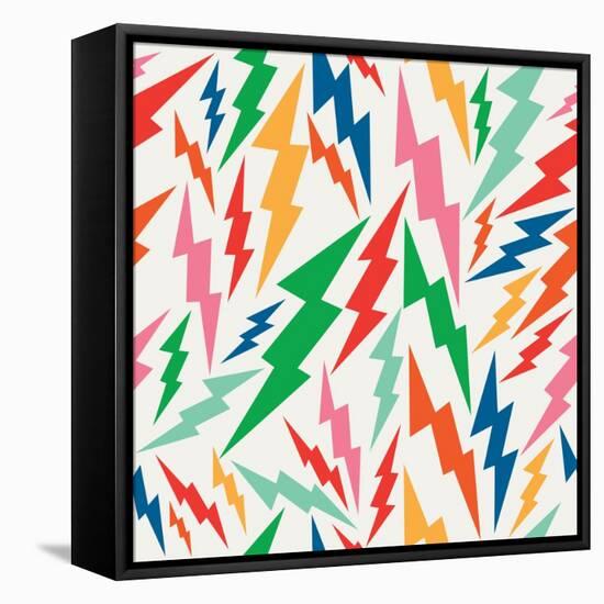 Colorful Retro Bolt Pattern-cienpies-Framed Stretched Canvas