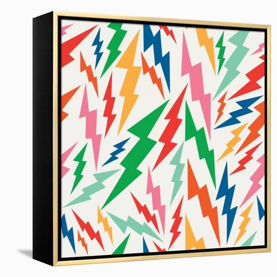 Colorful Retro Bolt Pattern-cienpies-Framed Stretched Canvas