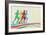 Colorful Runners Silhouette-cienpies-Framed Art Print