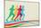 Colorful Runners Silhouette-cienpies-Mounted Art Print