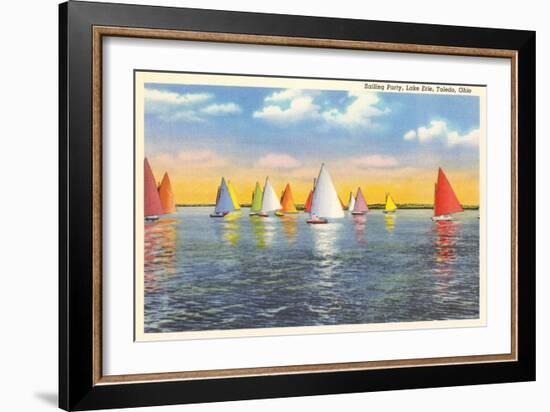 Colorful Sailboats, Lake Erie, Toledo, Ohio-null-Framed Art Print