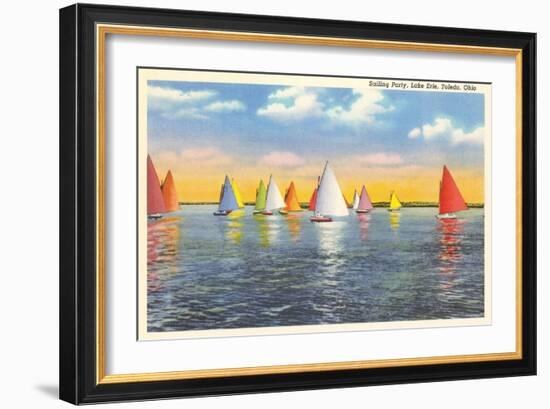 Colorful Sailboats, Lake Erie, Toledo, Ohio-null-Framed Art Print