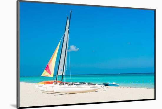 Colorful Sailing Boats for Rent on a Sunny Day at Varadero Beach in Cuba-Kamira-Mounted Photographic Print