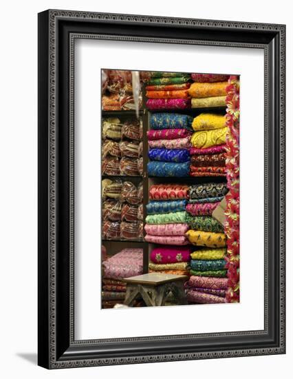 Colorful Sari Shop in Old Delhi Market, Delhi, India-Kymri Wilt-Framed Photographic Print