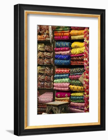 Colorful Sari Shop in Old Delhi Market, Delhi, India-Kymri Wilt-Framed Photographic Print