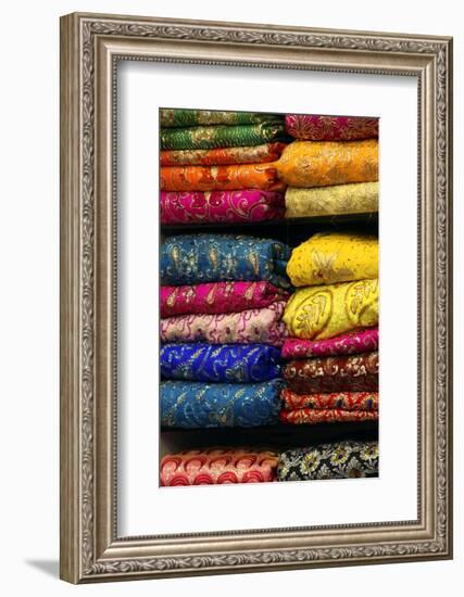 Colorful Sari Shop in Old Delhi Market, Delhi, India-Kymri Wilt-Framed Photographic Print