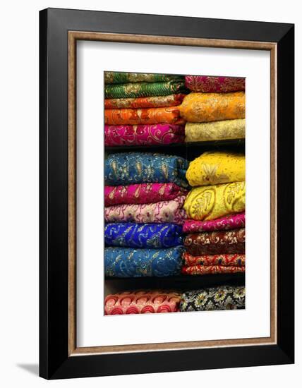 Colorful Sari Shop in Old Delhi Market, Delhi, India-Kymri Wilt-Framed Photographic Print