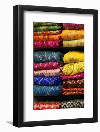 Colorful Sari Shop in Old Delhi Market, Delhi, India-Kymri Wilt-Framed Photographic Print