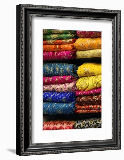 Colorful Sari Shop in Old Delhi Market, Delhi, India-Kymri Wilt-Framed Photographic Print