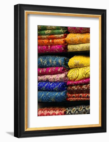 Colorful Sari Shop in Old Delhi Market, Delhi, India-Kymri Wilt-Framed Photographic Print