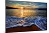 Colorful Seaside Beach Sunrise with Distant Mountains-West Coast Scapes-Mounted Photographic Print