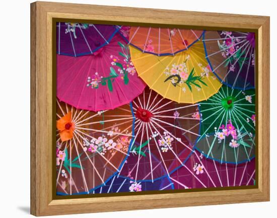 Colorful Silk Umbrellas, China-Keren Su-Framed Premier Image Canvas