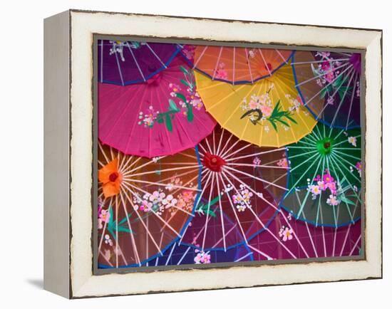 Colorful Silk Umbrellas, China-Keren Su-Framed Premier Image Canvas