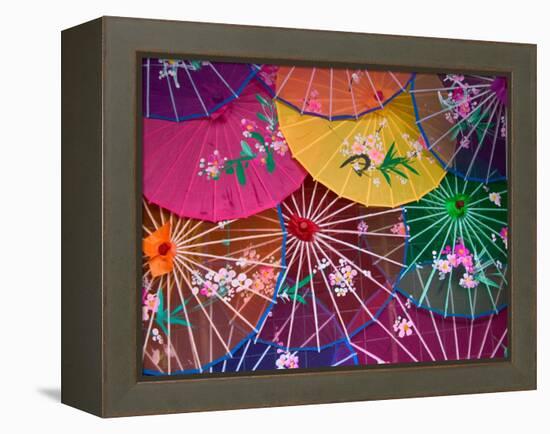 Colorful Silk Umbrellas, China-Keren Su-Framed Premier Image Canvas