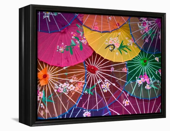 Colorful Silk Umbrellas, China-Keren Su-Framed Premier Image Canvas