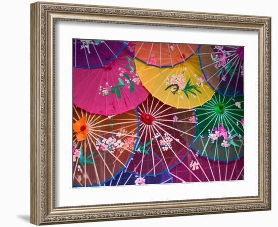 Colorful Silk Umbrellas, China-Keren Su-Framed Premium Photographic Print