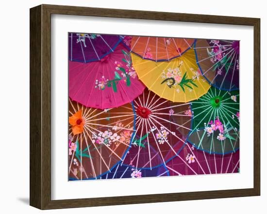 Colorful Silk Umbrellas, China-Keren Su-Framed Premium Photographic Print