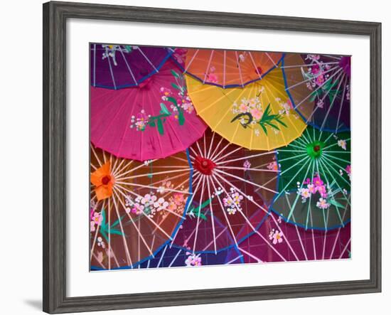 Colorful Silk Umbrellas, China-Keren Su-Framed Photographic Print