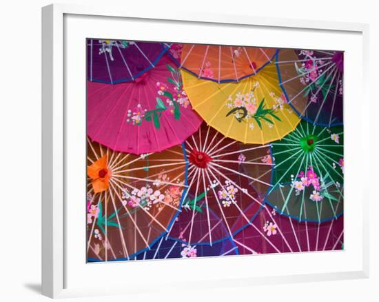 Colorful Silk Umbrellas, China-Keren Su-Framed Photographic Print