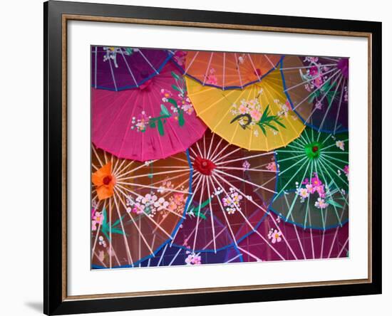 Colorful Silk Umbrellas, China-Keren Su-Framed Photographic Print