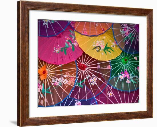 Colorful Silk Umbrellas, China-Keren Su-Framed Photographic Print