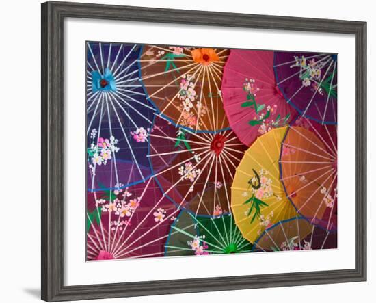 Colorful Silk Umbrellas, China-Keren Su-Framed Photographic Print