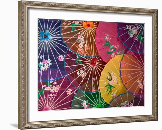 Colorful Silk Umbrellas, China-Keren Su-Framed Photographic Print