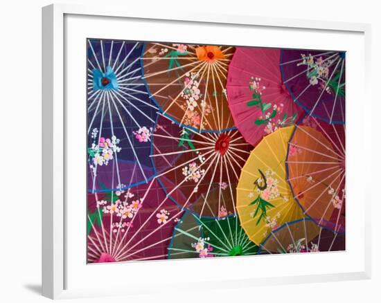 Colorful Silk Umbrellas, China-Keren Su-Framed Photographic Print