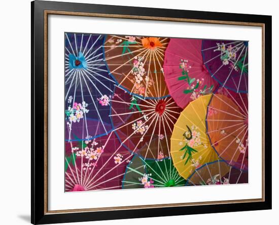 Colorful Silk Umbrellas, China-Keren Su-Framed Photographic Print