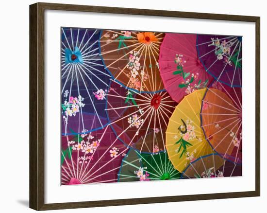 Colorful Silk Umbrellas, China-Keren Su-Framed Photographic Print