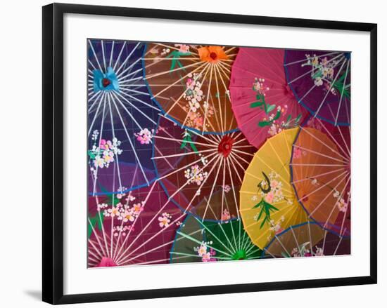 Colorful Silk Umbrellas, China-Keren Su-Framed Photographic Print