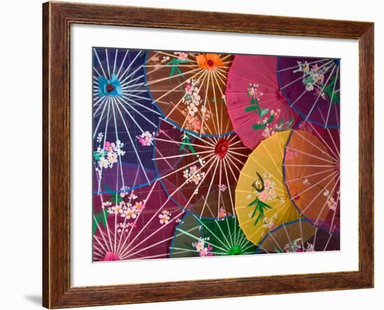 Colorful Silk Umbrellas, China-Keren Su-Framed Photographic Print