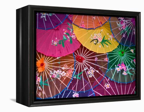 Colorful Silk Umbrellas, China-Keren Su-Framed Premier Image Canvas