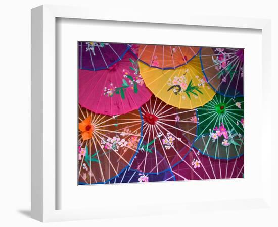 Colorful Silk Umbrellas, China-Keren Su-Framed Photographic Print