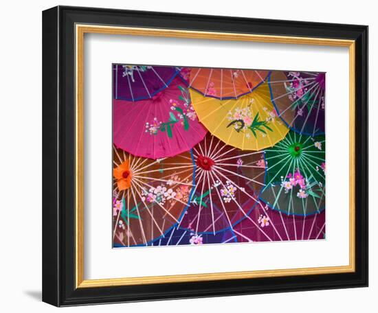 Colorful Silk Umbrellas, China-Keren Su-Framed Photographic Print