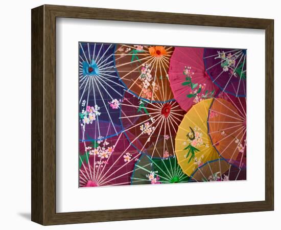 Colorful Silk Umbrellas, China-Keren Su-Framed Photographic Print