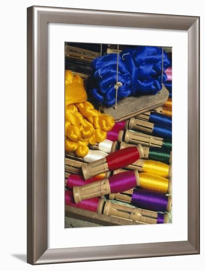 Colorful Silk Yarns, Amarapura, Myanmar-null-Framed Giclee Print