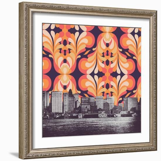 Colorful Skies above New York-Florent Bodart-Framed Giclee Print