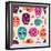 Colorful Skull Cute Pattern, Mexican Day of the Dead-Marish-Framed Art Print