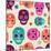 Colorful Skull Cute Pattern, Mexican Day of the Dead-Marish-Mounted Art Print