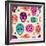 Colorful Skull Cute Pattern, Mexican Day of the Dead-Marish-Framed Art Print