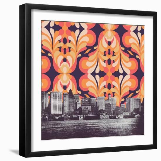 Colorful sky above New York-Florent Bodart-Framed Giclee Print