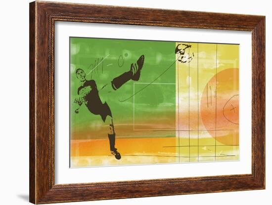 Colorful soccer action-null-Framed Giclee Print