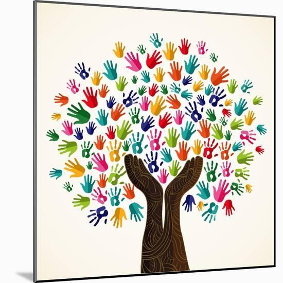 Colorful Solidarity Design Tree-cienpies-Mounted Art Print