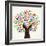 Colorful Solidarity Design Tree-cienpies-Framed Art Print