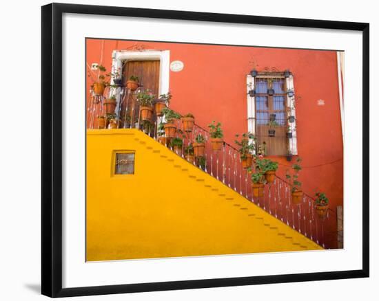 Colorful Stairs and House with Potted Plants, Guanajuato, Mexico-Julie Eggers-Framed Photographic Print