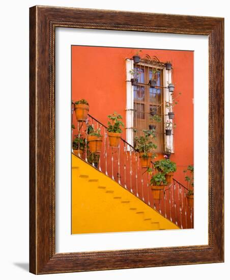 Colorful Stairs and House with Potted Plants, Guanajuato, Mexico-Julie Eggers-Framed Photographic Print