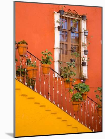 Colorful Stairs and House with Potted Plants, Guanajuato, Mexico-Julie Eggers-Mounted Photographic Print