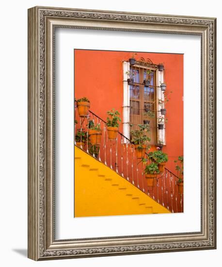 Colorful Stairs and House with Potted Plants, Guanajuato, Mexico-Julie Eggers-Framed Photographic Print